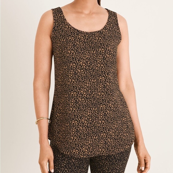 Chicos Etched Texture Animal Leopard Print Sleeveless Top Blouse Size 2 (12-14) - Picture 1 of 9